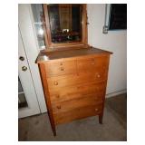 Antique Highboy Chest of Drawers w/Mirror