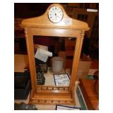 Oak Shelf w/Mirror & Clock