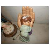Victorian Lamp & Sleeping Child Figurine