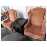 2 Wing Back Chairs & Lane End/Side Table