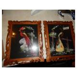 2 Framed Birds - Made With Real Feathers