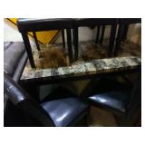 Faux Marble Table & 5 Chairs