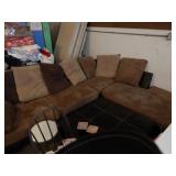 Brown Microfiber Sectional and Ottoman