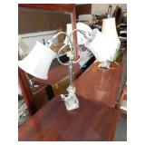 Retro Chrome in Etched Glass Double Baquet Lamp