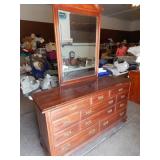 Dresser With Beveled MIrror - Cherry Finish