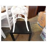 Small Black End Table and Padded Stool