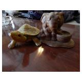 Turtle and Elephant Figurines