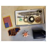 Box of Mini tools, Patches, Pins