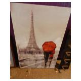 Canvas Eiffel Tower with Red Umbrella