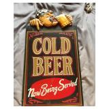 Cold Beer Now Being Served Wood Sign 22"x12"