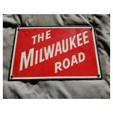 The Milwaukee Road Porcelain Sign 12"x8"