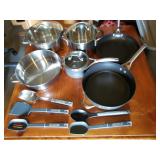 Large Lot of Calphalon Pots and Pans / Utensils
