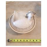 Hen on Nest Covered Stoneware Bowl