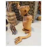 Lot of Wooden Figures, Snake, Giraffe, Man