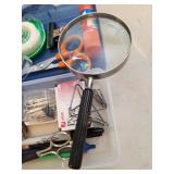Office Supply Lot, Magnifying Glass, Paper Clips,