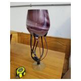 Large Art Glass Compote / Candle Holder