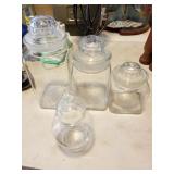 3 Pc Canister Set and Glass Candy Jar