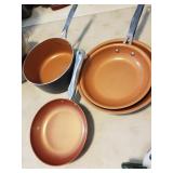 4 Pieces of Copper Cookware 3 pieces of Gotham
