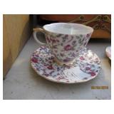 Teacup & Saucer- Rose & Vine Pattern