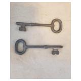 Pair of large keys. Skeleton Antique