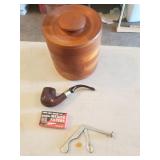 Dr Grabow Tobacco Pipe, and Wooden Tobacco Jar