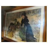 Vintage Lady Feeding Deer Framed Print