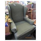Green Queen Anne WIng Back Chair