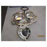 Silver Plated Cream & Sugar with Tray, 2 Small