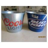 2 Metal Buckets - Coors Light & Bud Light- Good