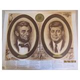 Abe Lincoln & John Kennedy Print - has a rip on