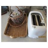 White Westinghouse Toaster, Napkins Rings, & 4