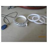 3 White and 1 Zebra Bracelets - 1 Necklace with