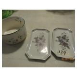 2 Hollohaza Hungary Trays - 1 Pfaltzgraff Bowl-