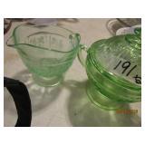 Green Depression Cream & Sugar - both pieces