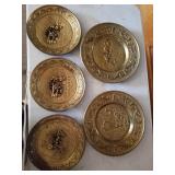 5 Brass Made in England Decorative Plates . 2 -
