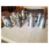 Lot of Aluminum / Glass / and More Steins