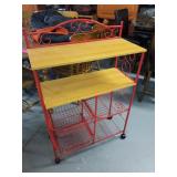 New Rolling Red Rack with baskets and shelves.
