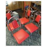 New - 4 Red and Chrome Dining Chairs