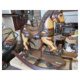 Very Cool Wood Rocking Horse w/Iron Wheels