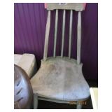 Single Antique Chair - Vintage Green/Yellow Paint