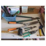 Lot of Yard Tools - small shovels, clippers, and
