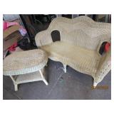 Wicker Loveseat and Table