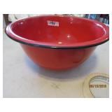 Red Graniteware Bowl w/black trim