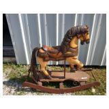 Very Cool Wood Rocking Horse w/Iron Wheels