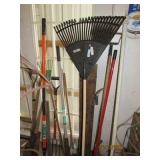 Lot of Garden Tools - Leaf Rake, Shovels, & More