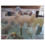 3 Polished Stone/Marble Donkeys
