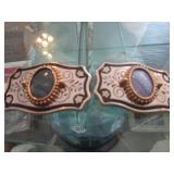 Pair of Belt Buckles w/Polished Stone Centers