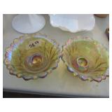 Pair of Carnival Glass Candle Holders