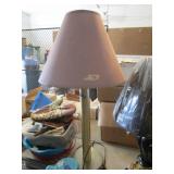 Brass Color Table Lamp w/Pink Shade