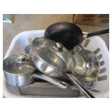 Basket w/Pots, Pans & Baking Pans Lot